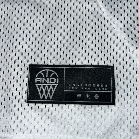 And1 Mens Basketball Tank Top 2XL White Mesh w/ Blue Trim - Picture 5 of 8